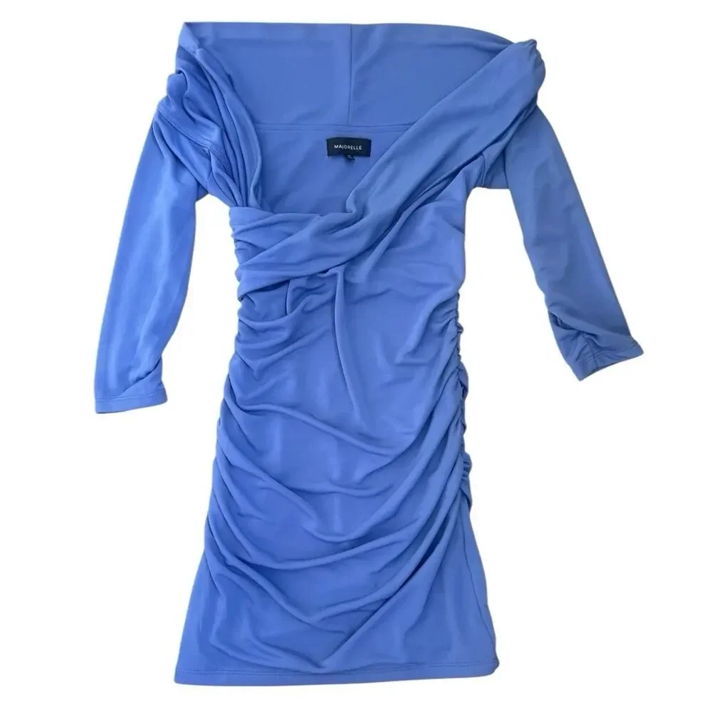 Majorelle Cypress Ruched Periwinkle Blue Bodycon Mini Dress Sz XXS Cocktail